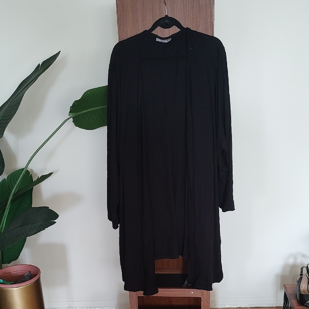 Jessica London Black Mock Neck Long Sleeve Cardigan